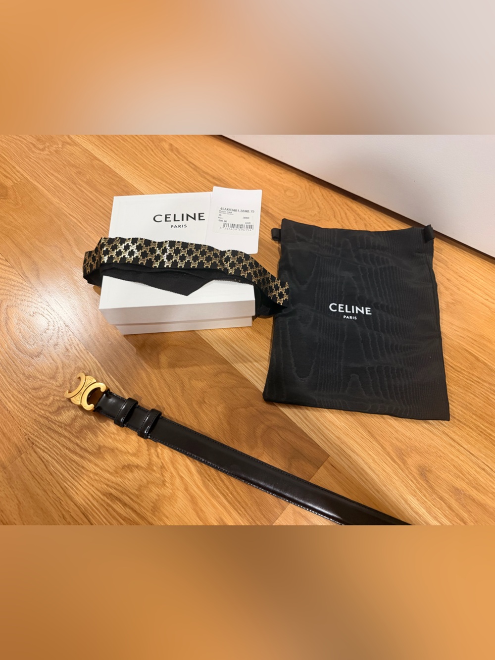 Celine Black Leather Belt with Gold Triomphe Buckle size 75 and 25mm thickness - Picture 8 of 13